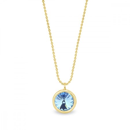 Náhrdelník modrý stříbrný pozlacený se Swarovski Elements Birthday Stone NBG1122SS29AQ Aqua - Březen