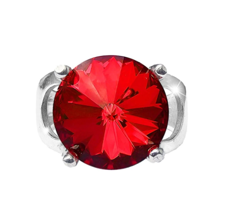 Prsteň červený so Swarovski Elements Rivoli Light Siam 12mm