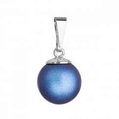 Strieborný prívesok s guľatou tmavo modrou matnou Swarovski perlou 34150.3 Dark Blue