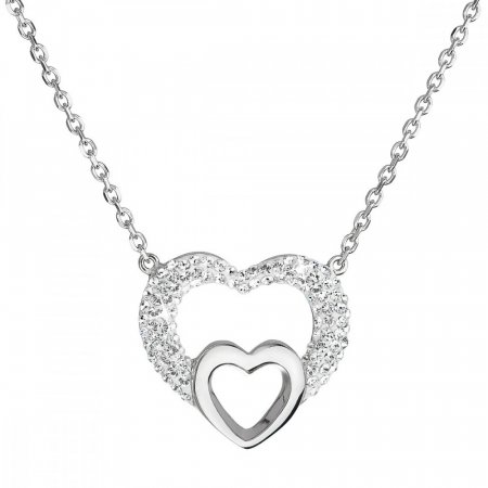 Strieborný náhrdelník s kryštálmi Swarovski biele srdce 32032.1 Krystal