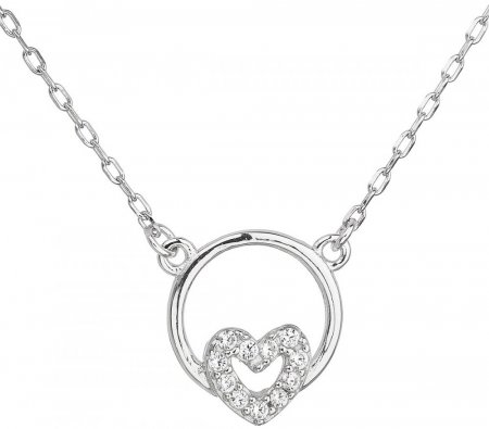 Strieborný náhrdelník so zirkónom biele srdce 12021.1