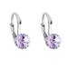 Strieborné náušnice visiace s kryštálmi Swarovski fialové okrúhle 31230.3 Violet