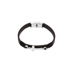 Náramek pánský recykl.kůže s křížem 43091.3 černý