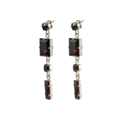 Náušnice so Swarovski Elements pozdĺžny kameň Bordo