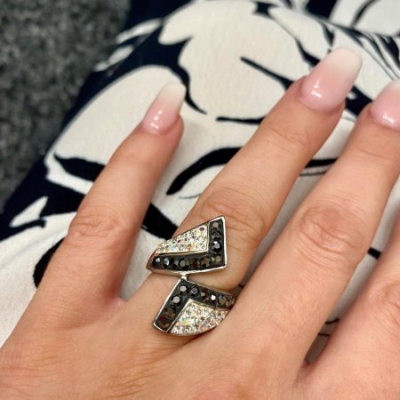 Prsteň so Swarovski Elements Kryštál Jet
