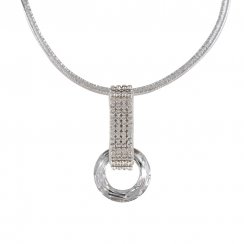 Kožený náhrdelník Cango & Rinaldi se Swarovski Elements stříbrný
