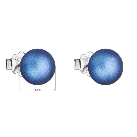 Stříbrné náušnice pecka s tmavě modrou matnou perlou 31142.3 Dark Blue