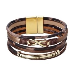 Náramek textilní široký s ozdobou infinity 53011.3 brown