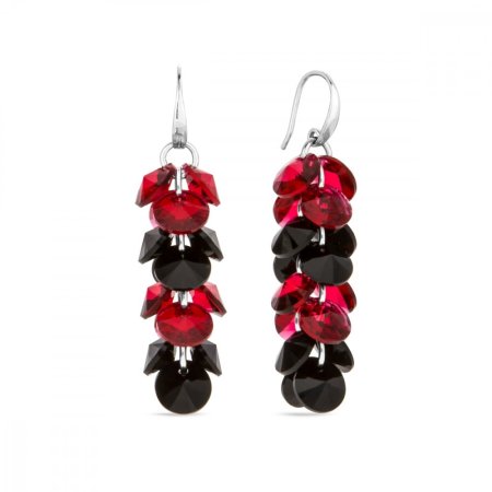 Náušnice červeno čierne so Swarovski Elements Frou Frou KWD6428SCJ Scarlet + Jet