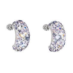 Strieborné náušnice visiace s kryštálmi Swarovski fialový polkruh 31164.3 Violet