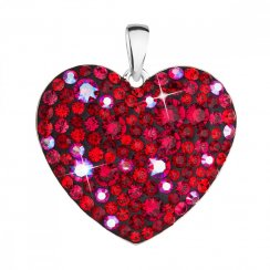 Strieborný prívesok s kryštálmi Swarovski červené srdce 34243.3 Cherry