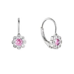 Stříbrné náušnice dětské kytičky se zirkony 11476.3 Rose