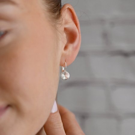 Náušnice bižutérie s krištáľmi Preciosa biele okrúhle 51031.1 Krystal