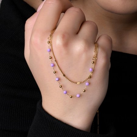 Náhrdelník ocelový s ametystem 42029.3