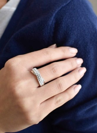 Strieborný prsteň s krištáľmi Preciosa biely 35041.1