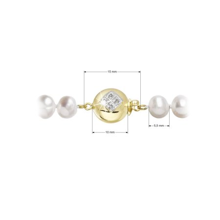 Perlový náhrdelník z riečnych perál so zapínaním zo 14 karátového zlata 922001.1/9270A biely