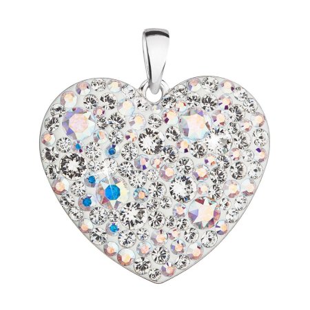Stříbrný přívěsek s krystaly Swarovski ab efekt srdce 34243.2 AB