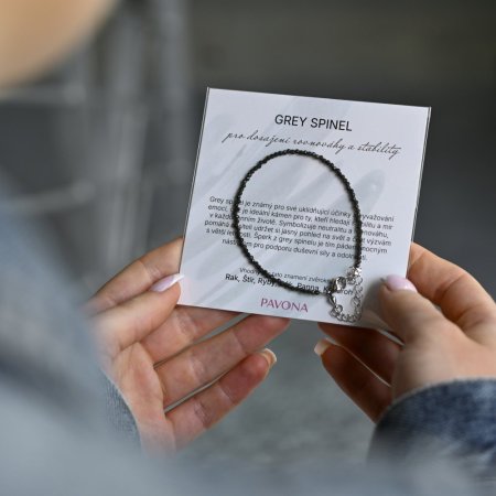 Náramok s pravými grey spinel kameňmi 43055.3 oceľ