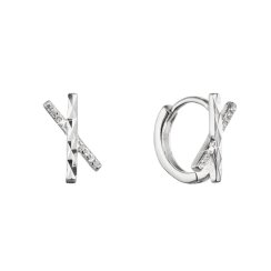 Strieborné náušnice "X" so zirkónmi v bielej farbe 11447.1