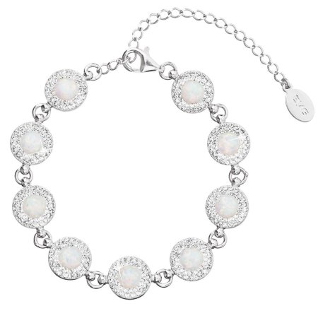 Stříbrný náramek se syntetickým opálem a s křišťály Preciosa bílý 33105.1 White s. Opal