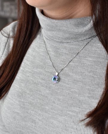 Strieborný prívesok s kryštálmi Swarovski fialový okrúhly-rivoli 34112.5 Vitrail Light
