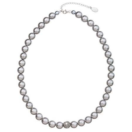 Náhrdelník šedá perla s křišťály Preciosa 32011.3 Light Grey