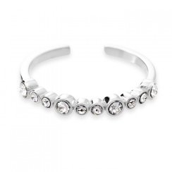 Strieborný prsteň biely so Swarovski Elements okrúhlymi krištáľmi Krystal