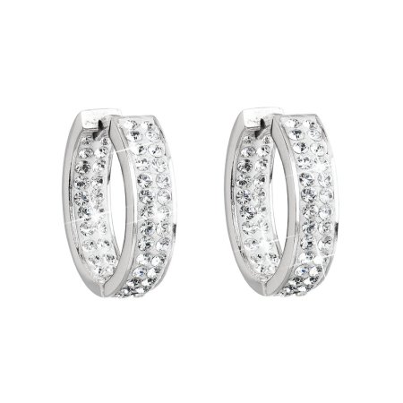 Stříbrné náušnice kruhy s krystaly Swarovski bílý kruh 31120.1 Krystal