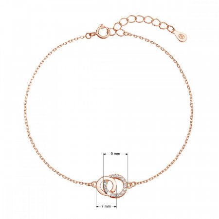 Pozlacený stříbrný ROSE náramek kroužky se zirkony 13033.1 crystal