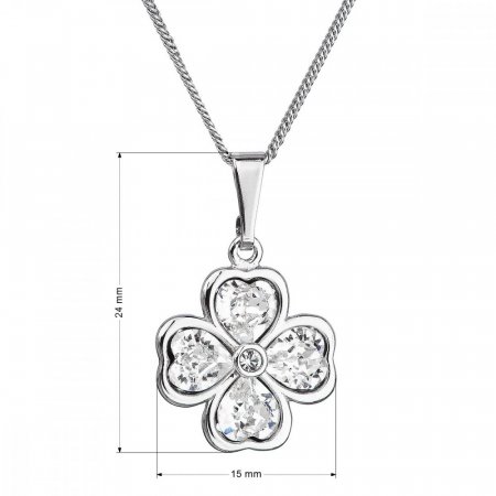 Strieborný náhrdelník s kryštálmi Swarovski štvorlístok 32085.1 Kryštál