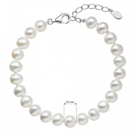 Perlový náramek z pravých říčních perel bílý 23029.1 bílá