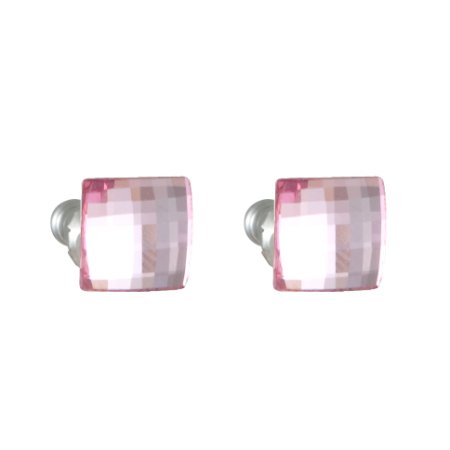 Náušnice se Swarovski Elements diskočtverec Light Rose 8 mm