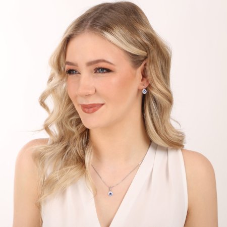 Sada šperkov s kryštálmi Swarovski náušnice a prívesok fialovej guľaté 39109.3 Tanzanite