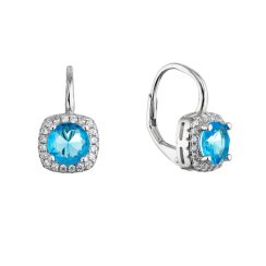 Stříbrné náušnice modré čtverečky 11634.3