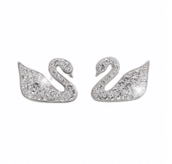 Stříbrné náušnice labuť s krystaly Swarovski Elements Krystal