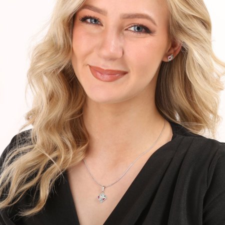 Sada šperků s krystaly Swarovski náušnice, řetízek a přívěsek zelený kosočtverec 39126.3 Chrysolite