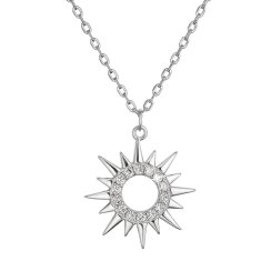 Strieborný náhrdelník slnka so zirkónmi 12115.1