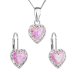 Sada šperků se syntetickým opálem a křišťály Preciosa náušnice a přívěsek světle růžové srdce 39161.1 Pink s. Opal