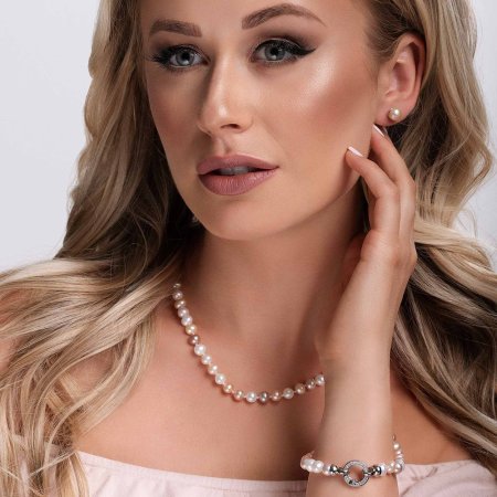 Perlový náhrdelník z pravých říčních perel mix barev 22004.3