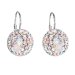 Stříbrné náušnice visací s krystaly Swarovski růžové kulaté 31176.3 Magic Rose