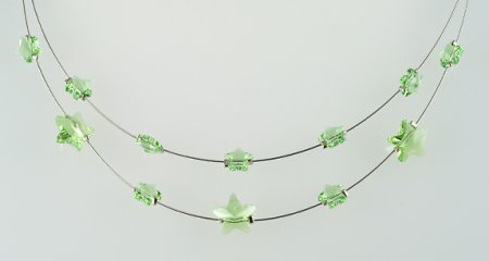Náhrdelník se Swarovski Elements hvězdičky Světle zelený