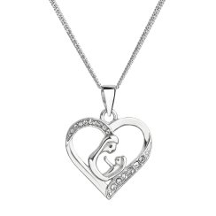 Strieborný náhrdelník matka a dieťa so Swarovski kryštálmi biely 32073.1 Krystal