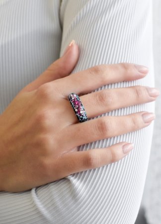 Stříbrný prsten s krystaly Swarovski mix barev modrá růžová 35031.4 Galaxy