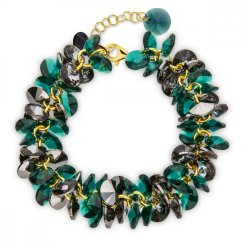 Náramek zelenošedý se Swarovski Elements Frou Frou BDG6428EMSN Emerald+Silver Night