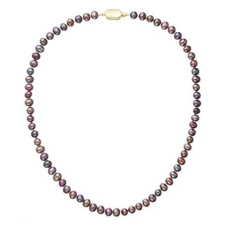 Perlový náhrdelník z říčních perel se zapínáním ze 14 karátového zlata 922001.3/9269A dk.peacock