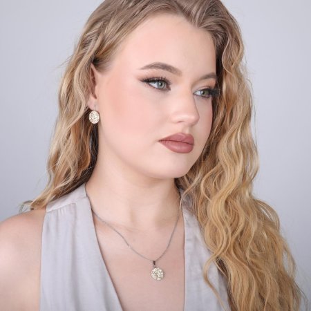 Stříbrný přívěsek s krystaly Swarovski zlatý kulatý 34225.5 Gold