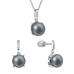 Perlová súprava s modrou riečnou perlou a zirkónmi 29072.3B peacock