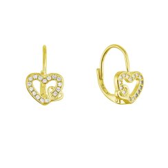 Pozlátené strieborné náušnice prepletené srdiečka 11718.1