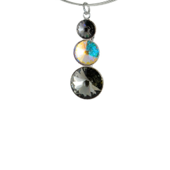 Náhrdelník šedý Rivoli se Swarovski Elements třemi kameny Antracit