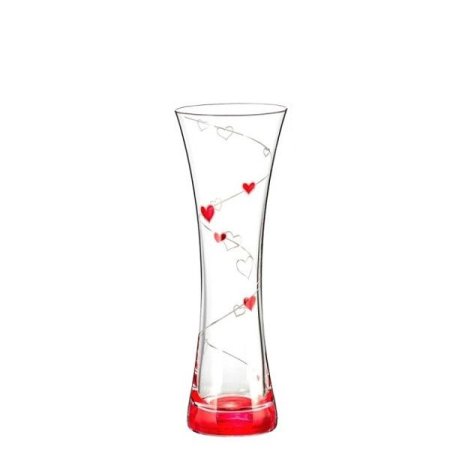 Skleněná váza červená srdce Love 19,5 cm
